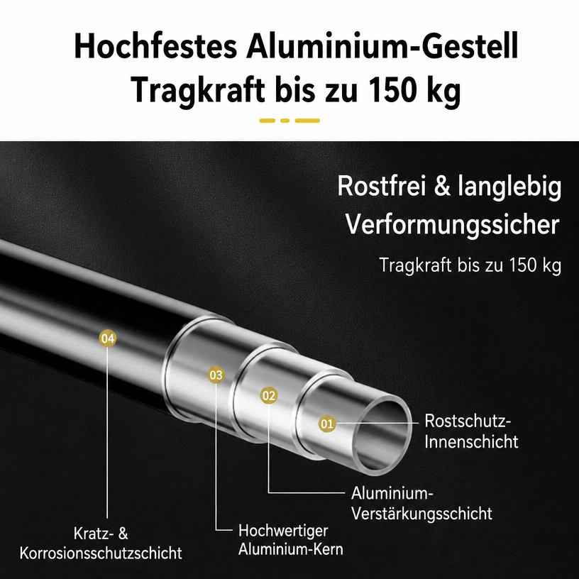 Detailaufnahme des mehrschichtigen hochfesten Aluminiumrohrs mit Korrosions- und Kratzschutz