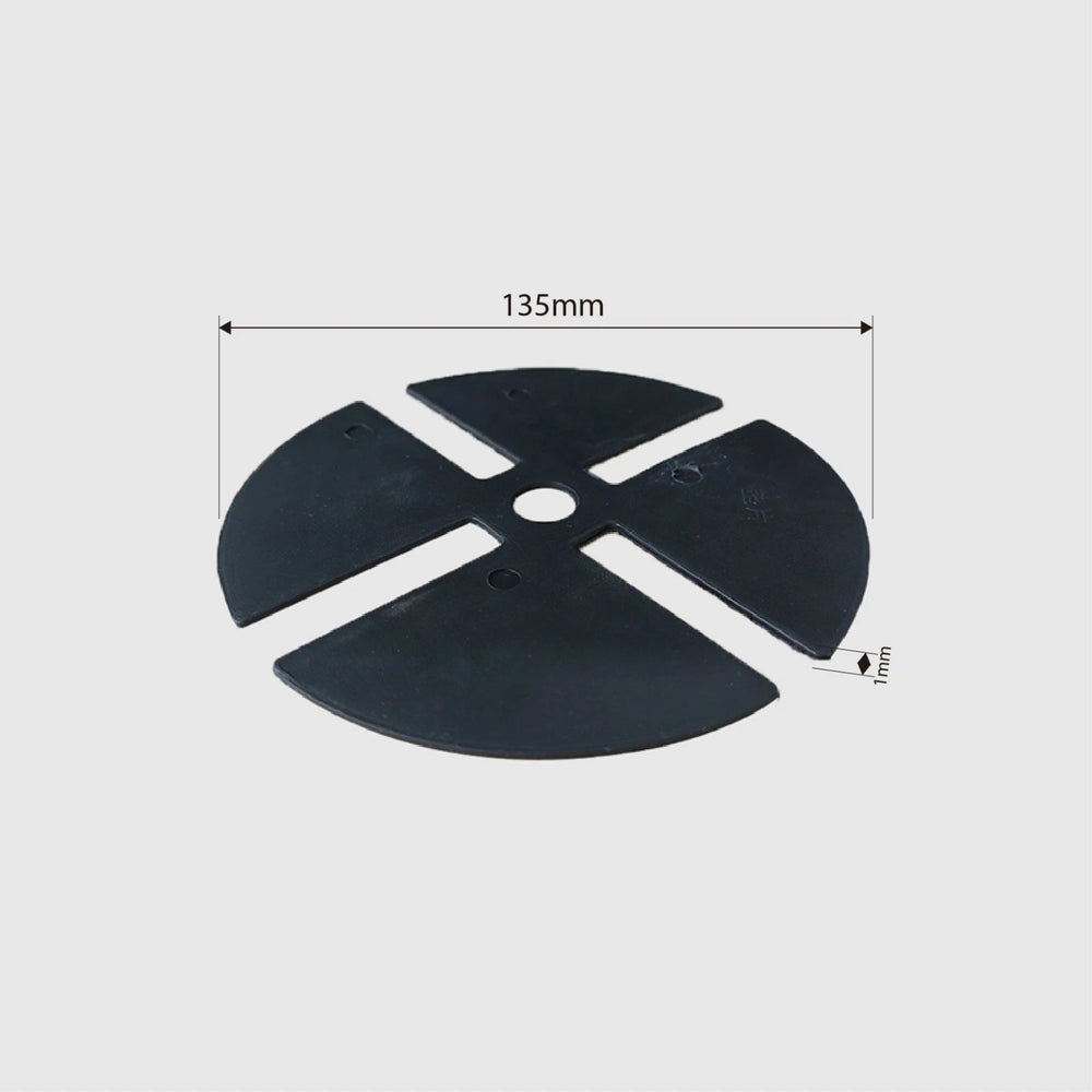 Schwarzes Gummipad für Stelzlager mit 135 mm Durchmesser und 1 mm Stärke