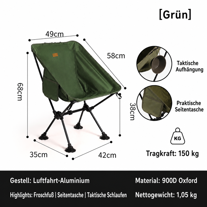 Faltbarer Outdoor-Sessel mit niedriger Rückenlehne