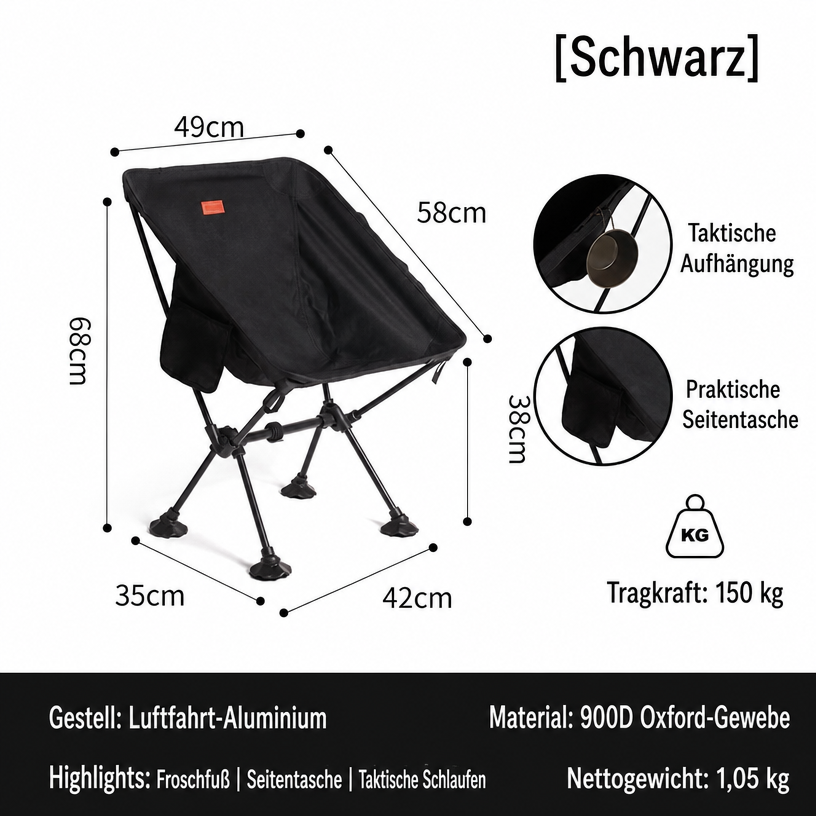 Faltbarer Outdoor-Sessel mit niedriger Rückenlehne