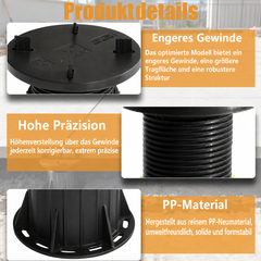 Stelzlager für Keramikplatten 100–175 mm Produktdetails – engeres Gewinde, hohe Präzision, PP-Material