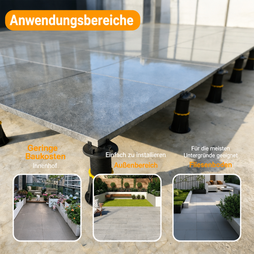 Stelzlager für Keramikplatten Anwendungsbereiche – Innenhof, Außenbereich, Fliesenboden, einfach zu installieren
