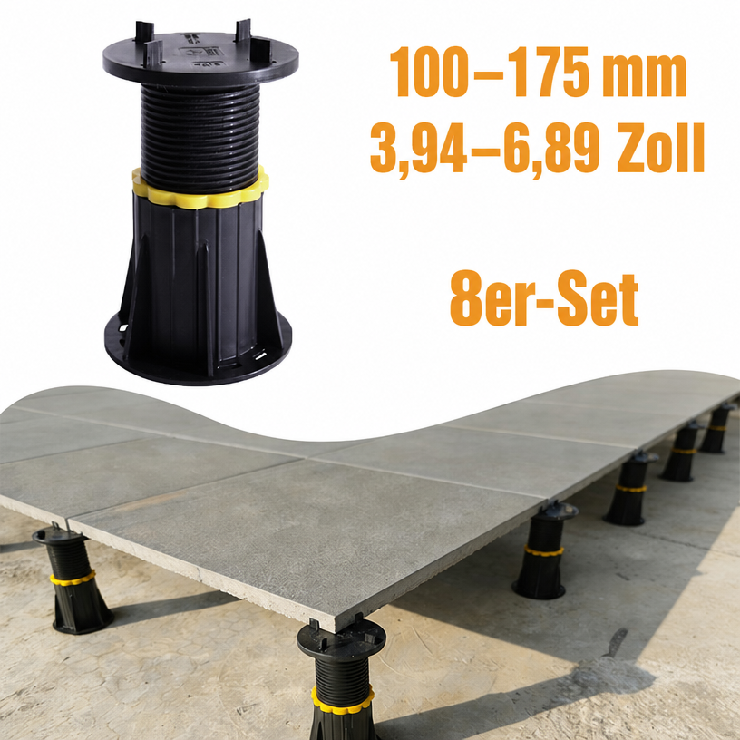 Stelzlager für Keramikplatten 100–175 mm (3,94–6,89 Zoll) 8er-Set – Plattenverlegung auf unebenem Untergrund