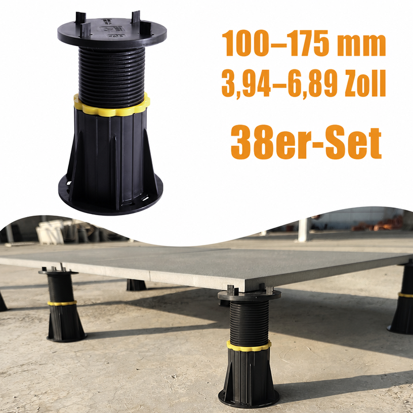 Stelzlager für Keramikplatten 100–175 mm (3,94–6,89 Zoll) 38er-Set – Plattenverlegung auf Terrasse und Innenhof