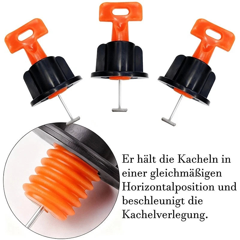 Fliesen-Nivelliersystem mit Stahlstift, 100 Stk., 300 Fugenkreuze, inkl. 2 Kts